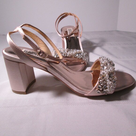 Badgley Mischka Clara Embellished Strap Evening Shoe Sz 6.5 - Picture 8 of 10